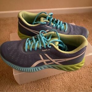 Asics Blue and Green Running Athletic Shoes Size 8